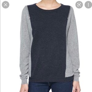 Autumn Cashmere color block zip shoulder sweater